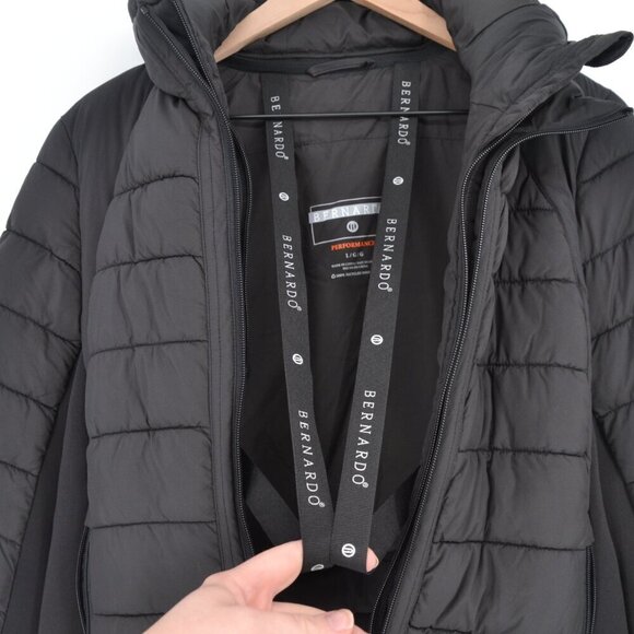 Bernardo Neoprene Combo Packable Quilted Insulated Puffer Jacket Black Women's L - Picture 6 of 10
